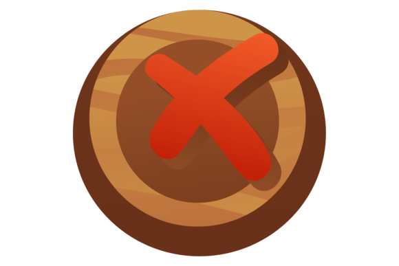 Close Button for Game Ui. Cartoon Wooden: A Versatile Graphic for Crafters & Etsy Sellers