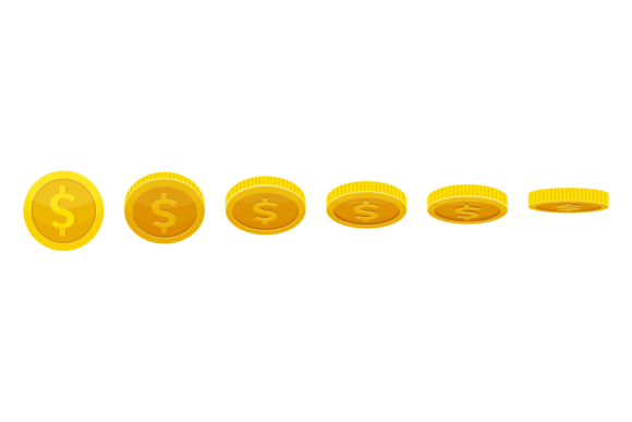 Coin Rotation Set: A Vibrant Graphic for Playful Branding and Illustrative Campaigns