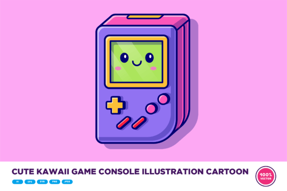 Cute Kawaii Game Console Illustration for Crafts & Graphics Projects