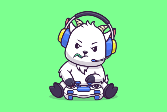 Cute Sheep Playing Game Cartoon Graphics for Crafters & Etsy Sellers