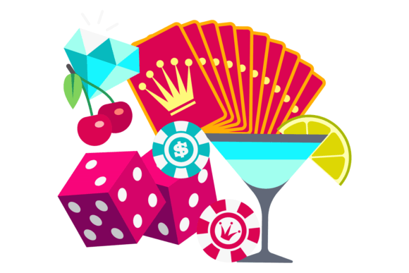 Gambling Icon. Dice and Card Game of Luc