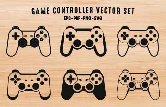 Game Controller Silhouette Outline Set – Clean Graphics for Gaming Illustrations