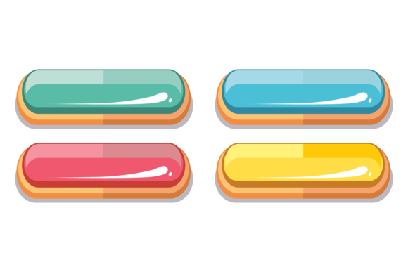 Glossy Color Buttons for Game Interface Graphics & Illustrations