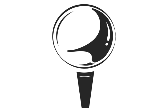 Golf Ball on Tee. Black Game Start Symbol for Editorial and Web Graphics