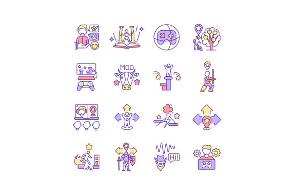 Playful Video Game Design RGB Color Icons for Modern Brand Graphics