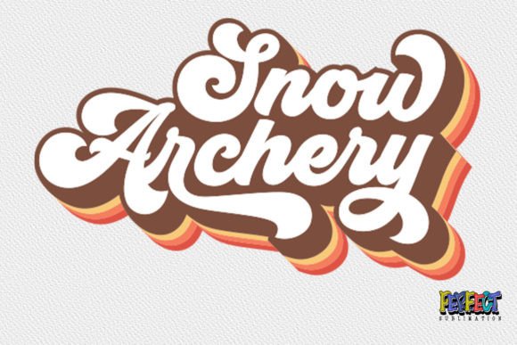 Snow Archery Retro Groovy Winter Game Graphics for Print Templates
