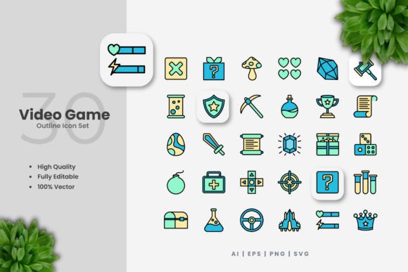 Video Game Colored Icons – Graphics & Icons for Crafters & Handmade Sellers